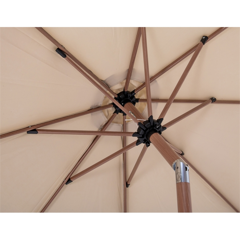Meridian Furniture Amalfi Beige Polyester Patio Umbrella with Base Set