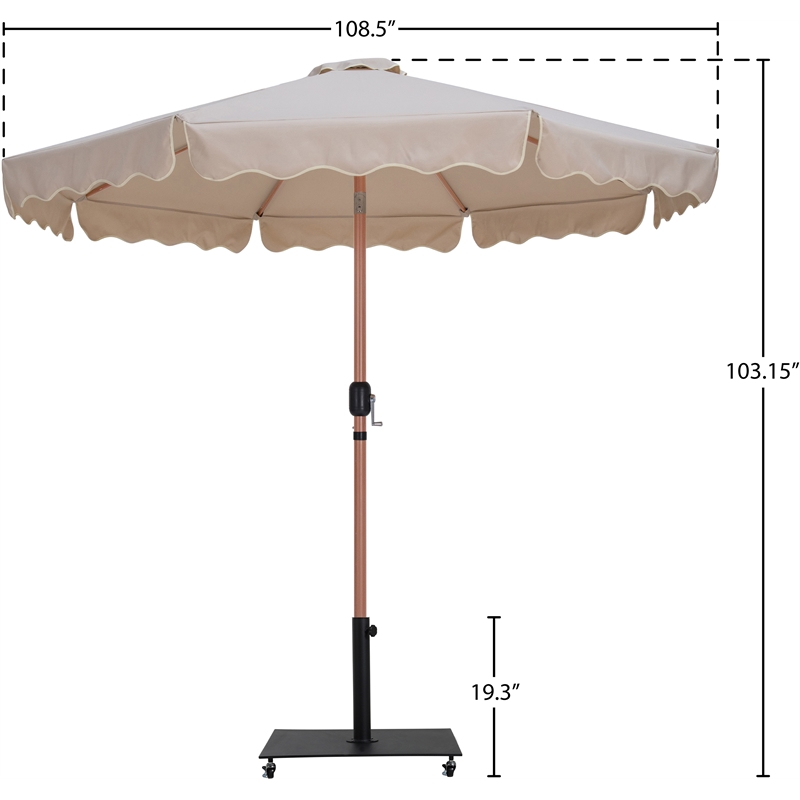 Meridian Furniture Amalfi Beige Polyester Patio Umbrella with Base Set