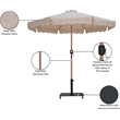 Meridian Furniture Amalfi Beige Polyester Patio Umbrella with Base Set