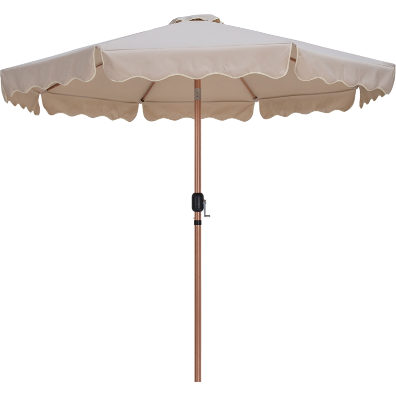 Meridian Furniture Amalfi Beige Polyester Patio Umbrella with Base Set