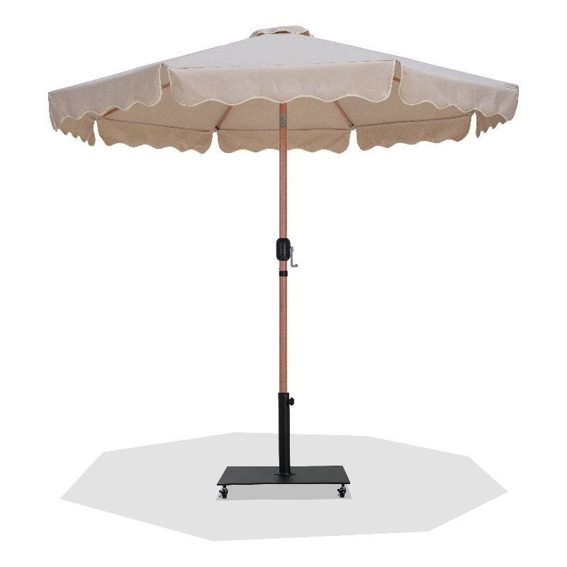 Meridian Furniture Amalfi Beige Polyester Patio Umbrella with Base Set