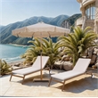 Meridian Furniture Amalfi Beige Polyester Patio Umbrella with Base Set