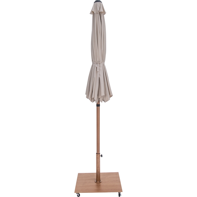 Meridian Furniture Amalfi Beige Polyester Patio Umbrella with Base Set