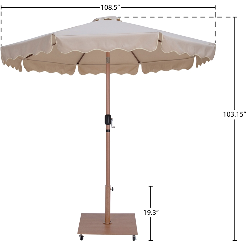 Meridian Furniture Amalfi Beige Polyester Patio Umbrella with Base Set