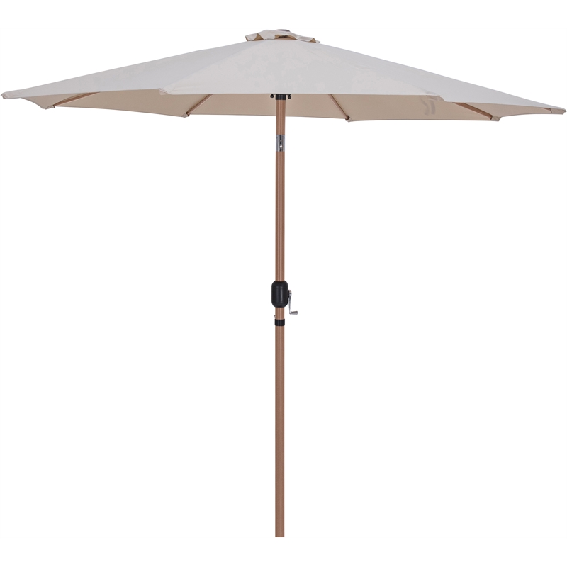 Meridian Furniture Amalfi Beige Polyester Patio Umbrella with Base Set