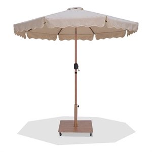Meridian Furniture Amalfi Beige Polyester Patio Umbrella with Base Set