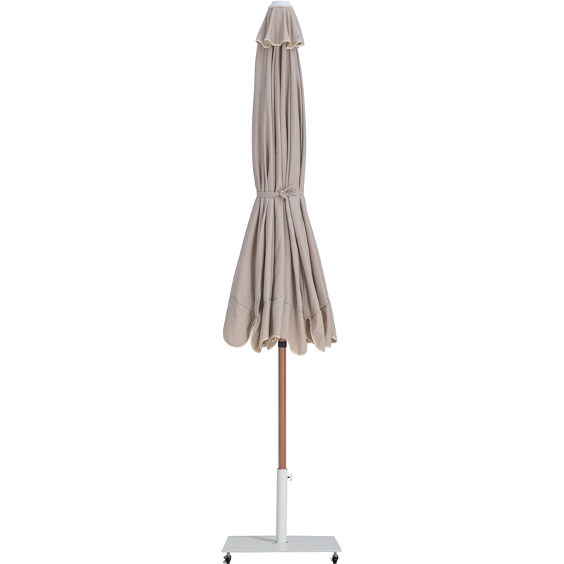 Meridian Furniture Amalfi Beige Polyester Patio Umbrella with Base Set