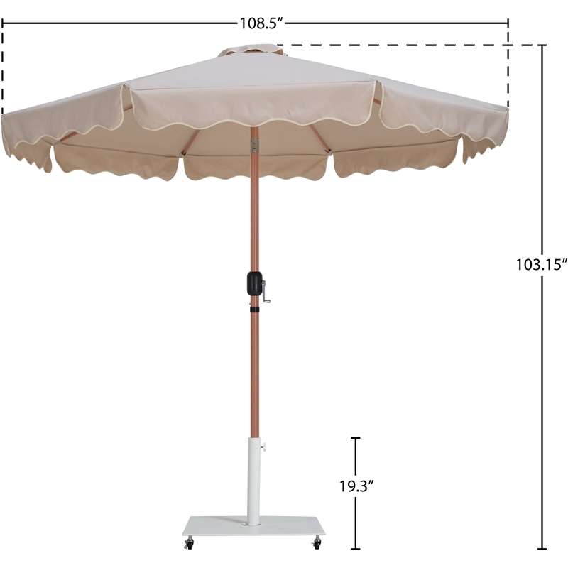 Meridian Furniture Amalfi Beige Polyester Patio Umbrella with Base Set