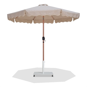 Meridian Furniture Amalfi Beige Polyester Patio Umbrella with Base Set