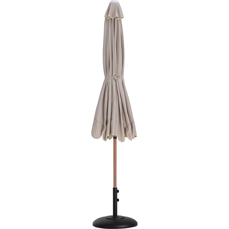 Meridian Furniture Amalfi Beige Polyester Patio Umbrella with Base Set