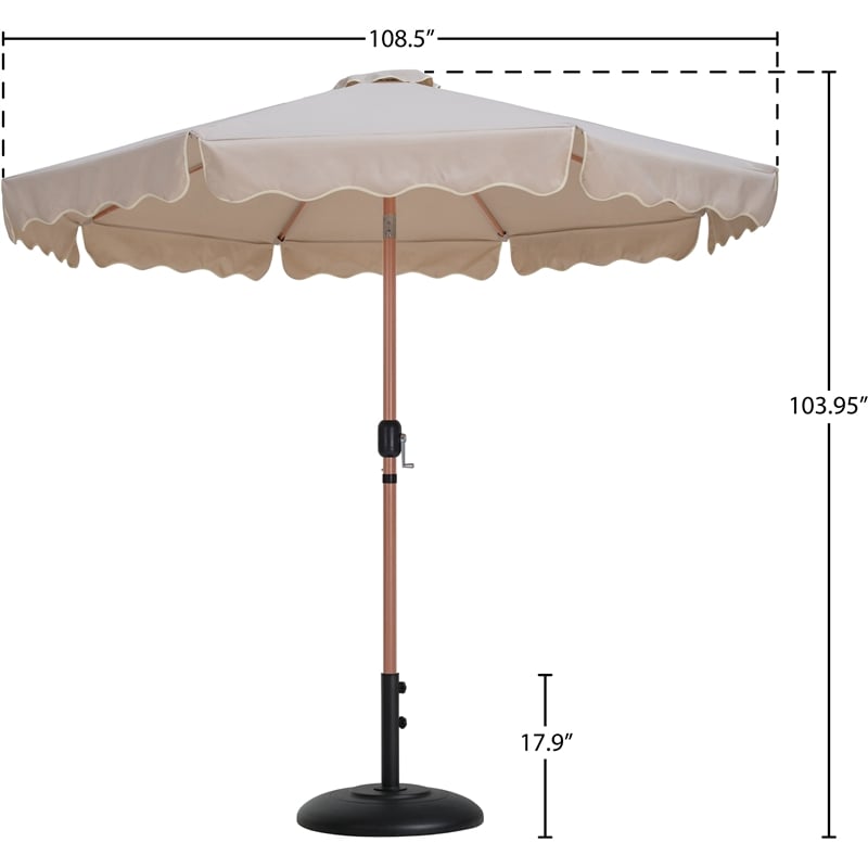 Meridian Furniture Amalfi Beige Polyester Patio Umbrella with Base Set