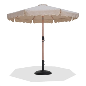 Meridian Furniture Amalfi Beige Polyester Patio Umbrella with Base Set