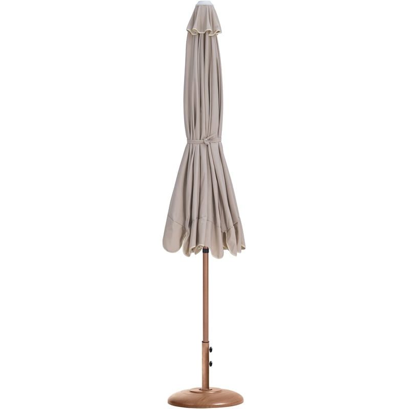 Meridian Furniture Amalfi Beige Polyester Patio Umbrella with Base Set