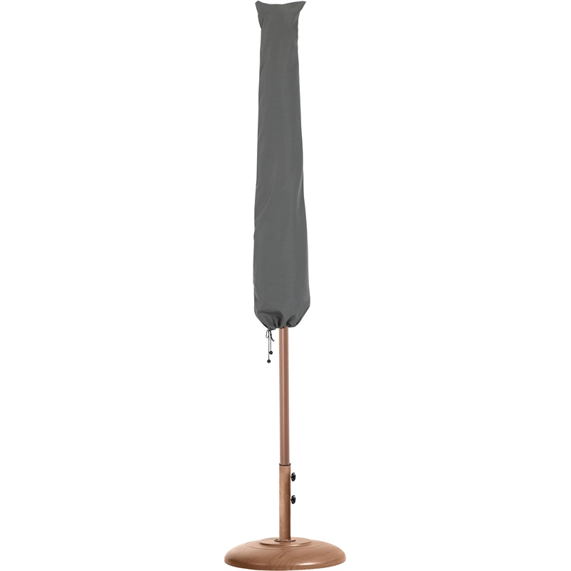 Meridian Furniture Amalfi Beige Polyester Patio Umbrella with Base Set