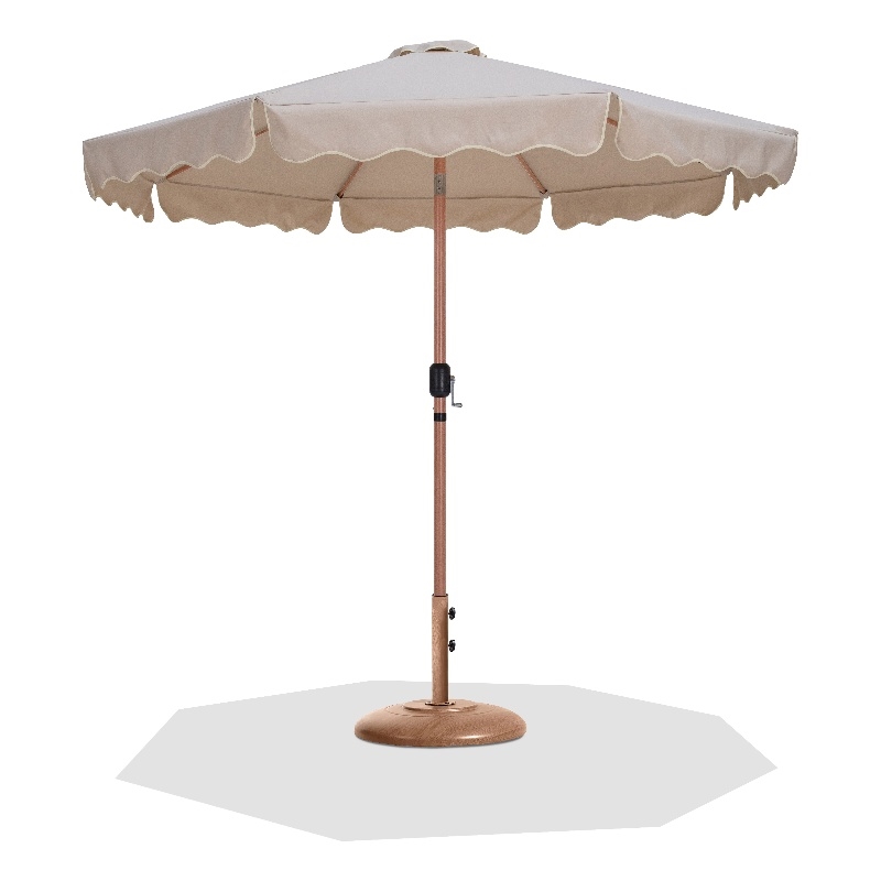 Meridian Furniture Amalfi Beige Polyester Patio Umbrella with Base Set