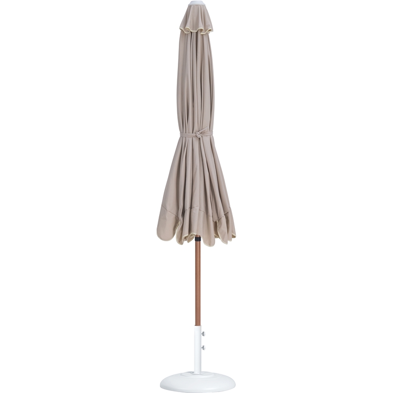 Meridian Furniture Amalfi Beige Polyester Patio Umbrella with Base Set
