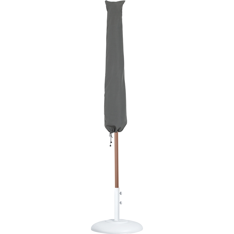 Meridian Furniture Amalfi Beige Polyester Patio Umbrella with Base Set