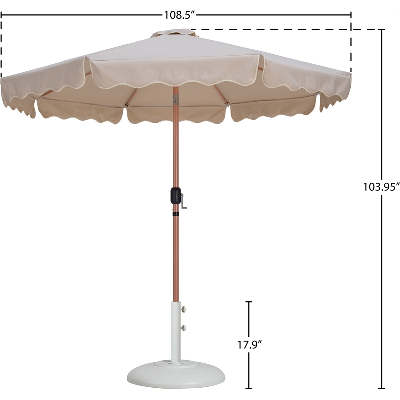 Meridian Furniture Amalfi Beige Polyester Patio Umbrella with Base Set