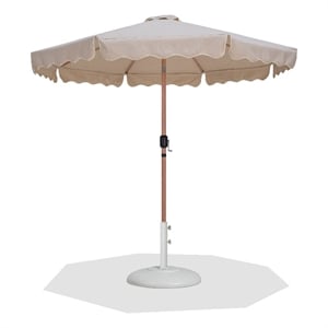 Meridian Furniture Amalfi Beige Polyester Patio Umbrella with Base Set