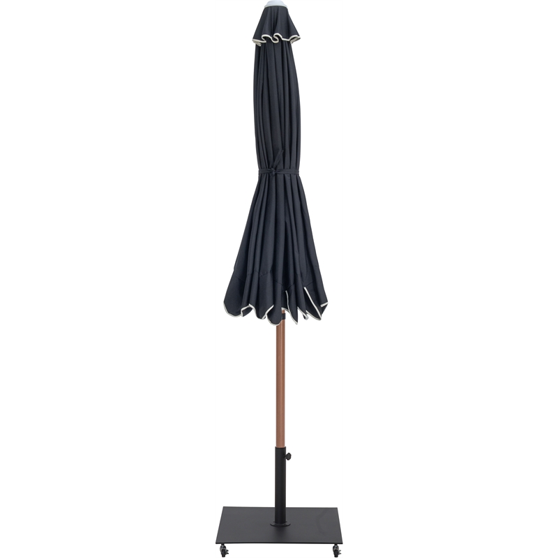 Meridian Furniture Amalfi Black Polyester Patio Umbrella with Base Set