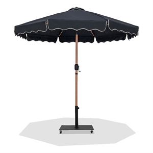 Meridian Furniture Amalfi Black Polyester Patio Umbrella with Base Set