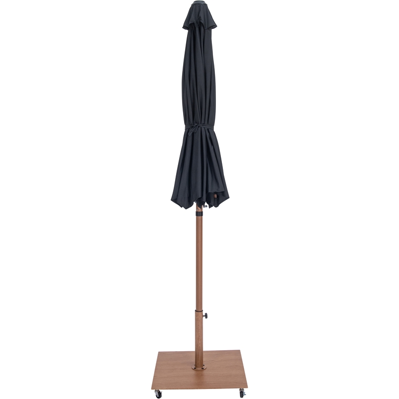 Meridian Furniture Amalfi Black Polyester Patio Umbrella with Base Set