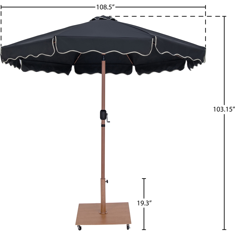 Meridian Furniture Amalfi Black Polyester Patio Umbrella with Base Set
