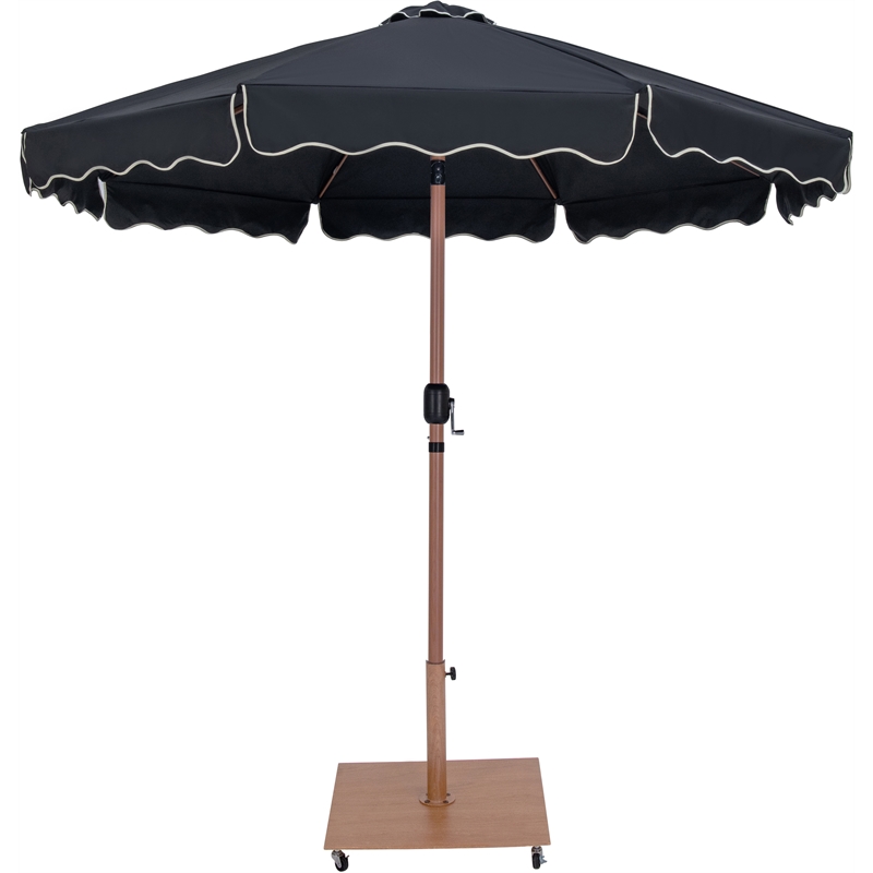 Meridian Furniture Amalfi Black Polyester Patio Umbrella with Base Set