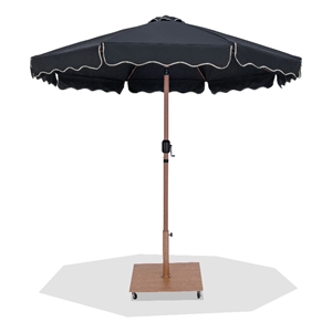 Meridian Furniture Amalfi Black Polyester Patio Umbrella with Base Set