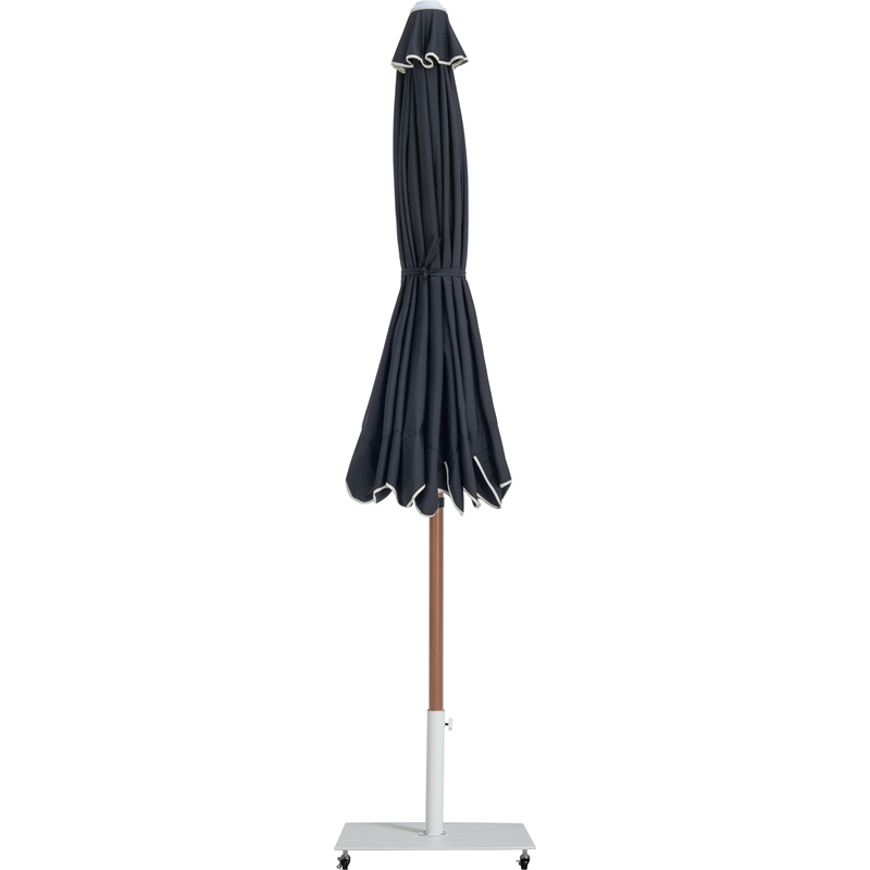 Meridian Furniture Amalfi Black Polyester Patio Umbrella with Base Set