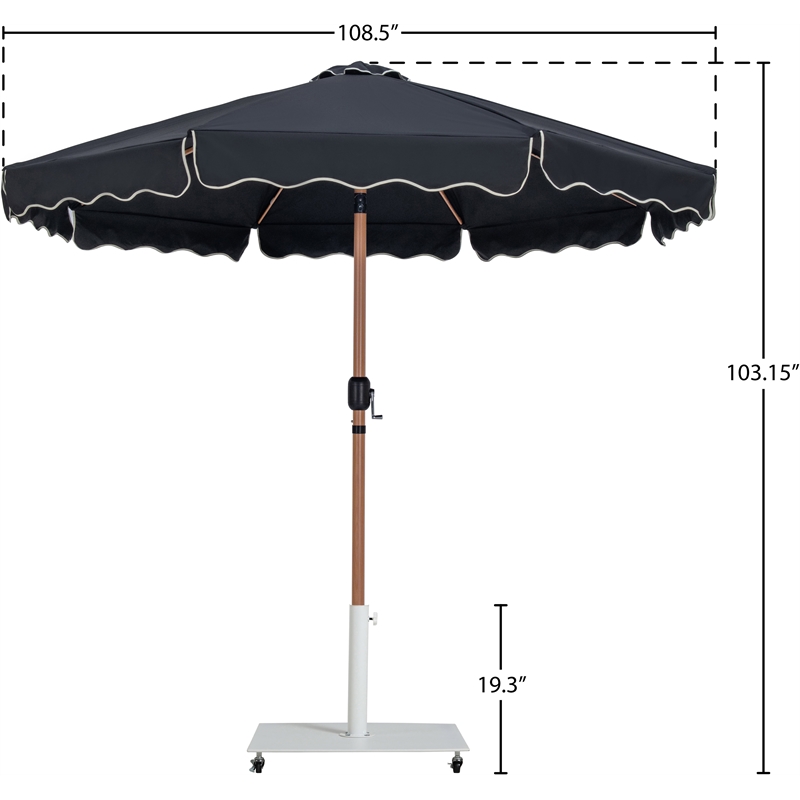 Meridian Furniture Amalfi Black Polyester Patio Umbrella with Base Set