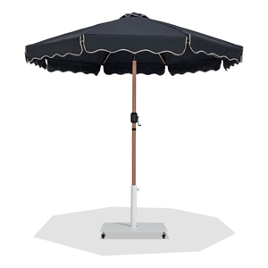 Meridian Furniture Amalfi Black Polyester Patio Umbrella with Base Set
