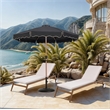 Meridian Furniture Amalfi Black Polyester Patio Umbrella with Base Set