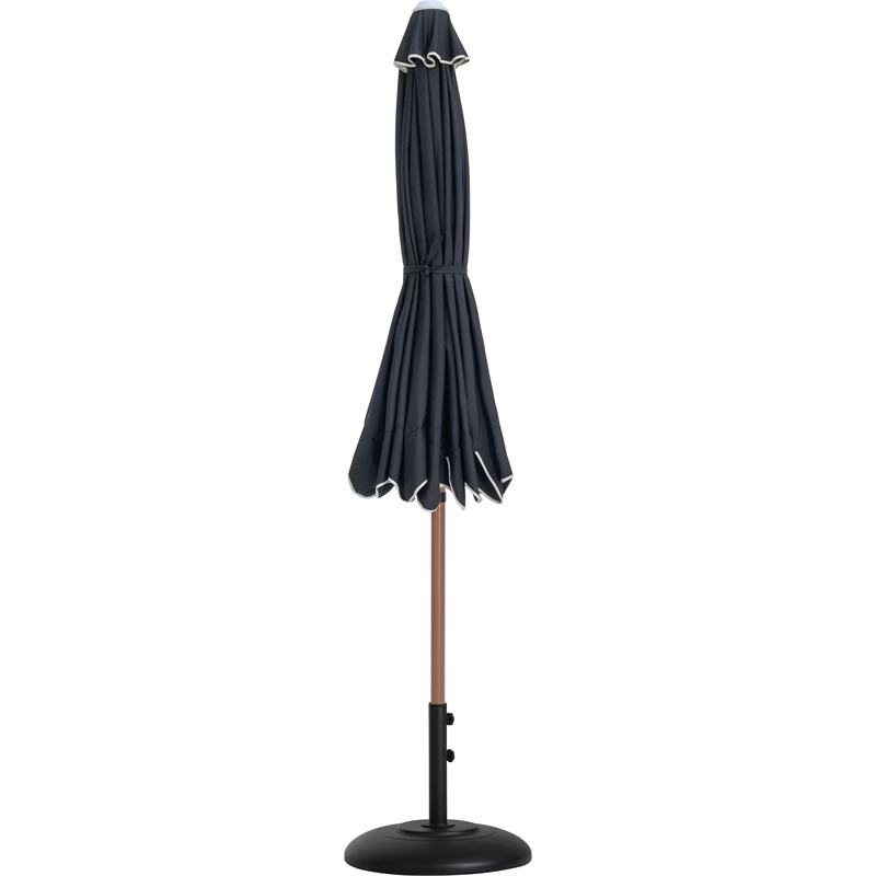 Meridian Furniture Amalfi Black Polyester Patio Umbrella with Base Set