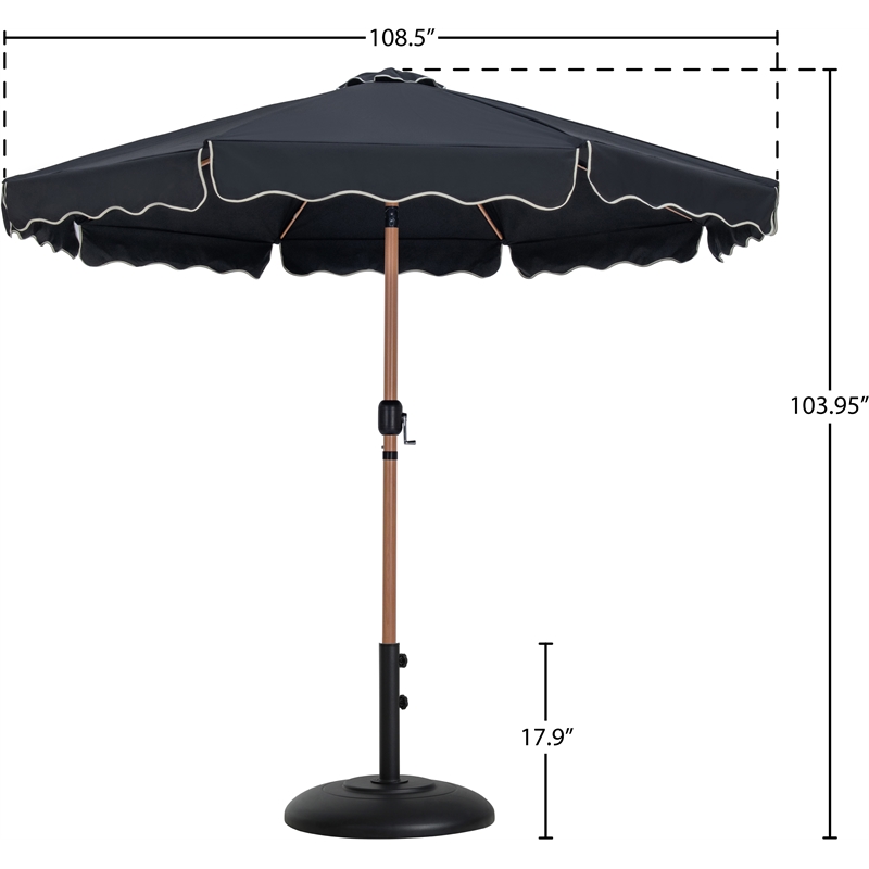 Meridian Furniture Amalfi Black Polyester Patio Umbrella with Base Set