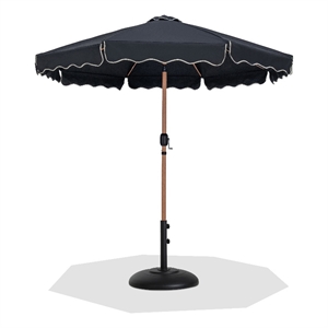 Meridian Furniture Amalfi Black Polyester Patio Umbrella with Base Set