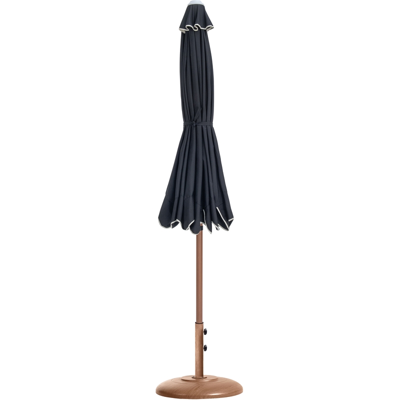 Meridian Furniture Amalfi Black Polyester Patio Umbrella with Base Set