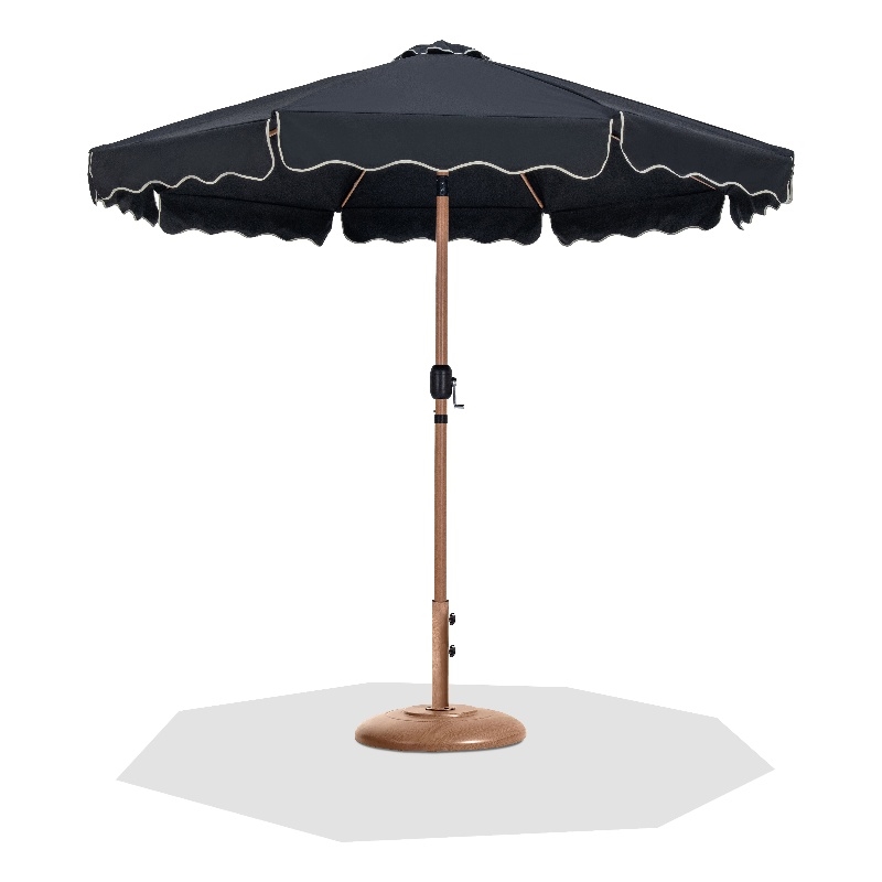 Meridian Furniture Amalfi Black Polyester Patio Umbrella with Base Set