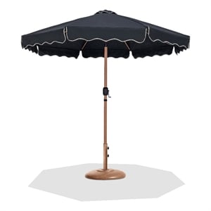 Meridian Furniture Amalfi Black Polyester Patio Umbrella with Base Set