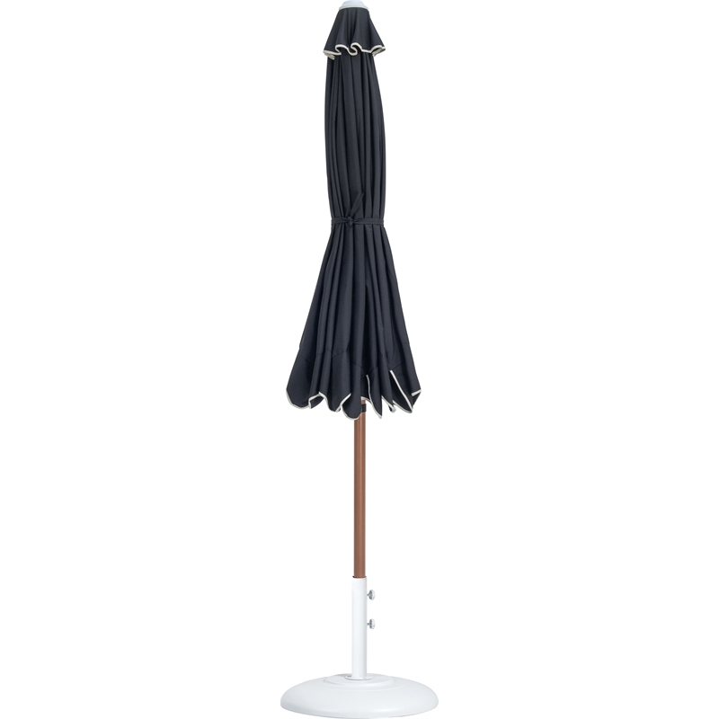Meridian Furniture Amalfi Black Polyester Patio Umbrella with Base Set