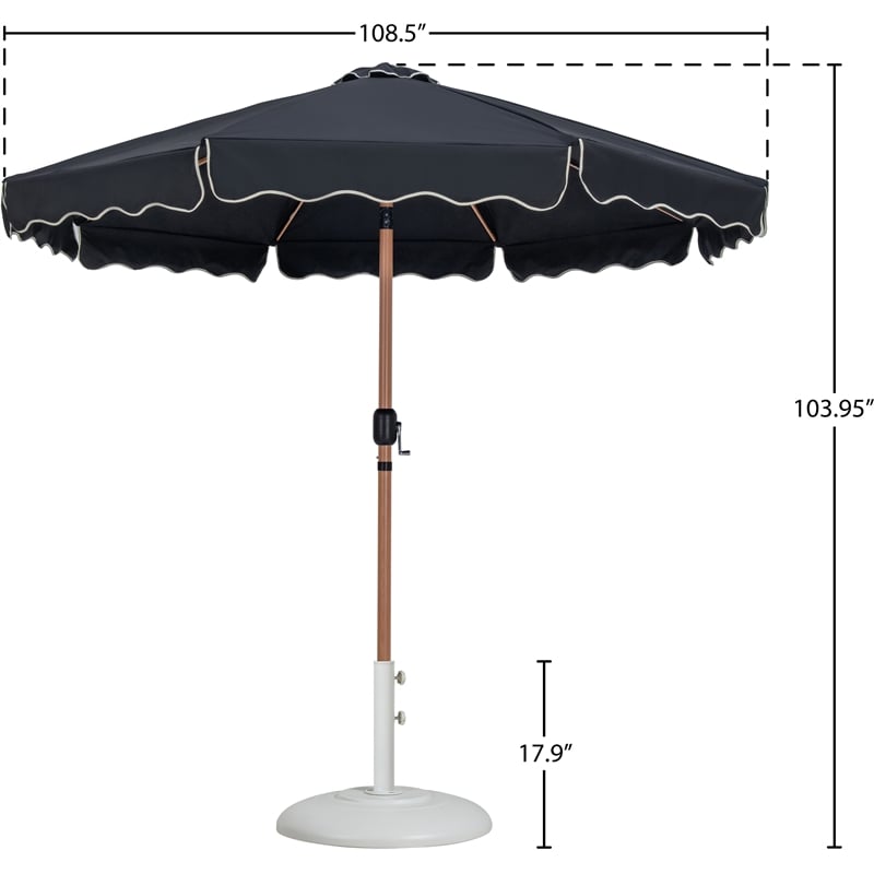 Meridian Furniture Amalfi Black Polyester Patio Umbrella with Base Set