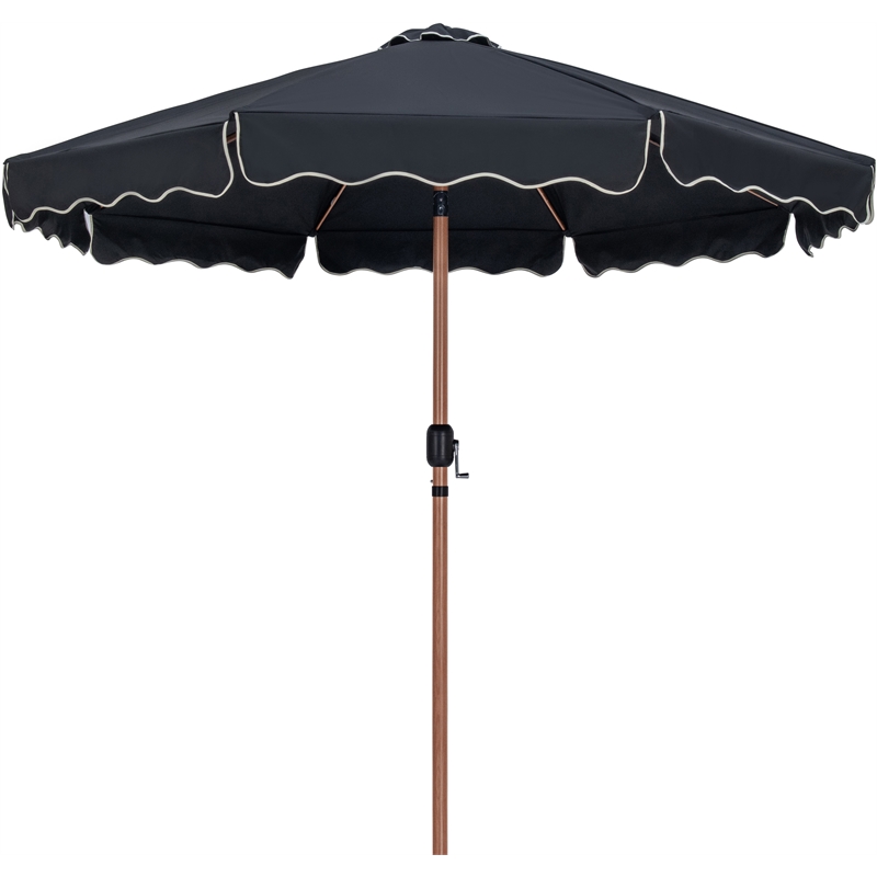 Meridian Furniture Amalfi Black Polyester Patio Umbrella with Base Set