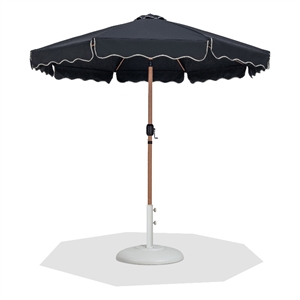 Meridian Furniture Amalfi Black Polyester Patio Umbrella with Base Set