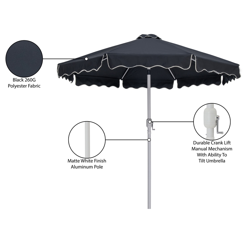 Meridian Furniture Amalfi Black Polyester Patio Umbrella