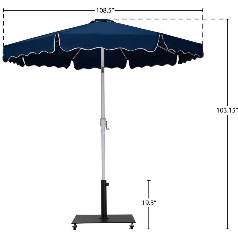 Meridian Furniture Amalfi Navy Polyester Patio Umbrella with Base Set