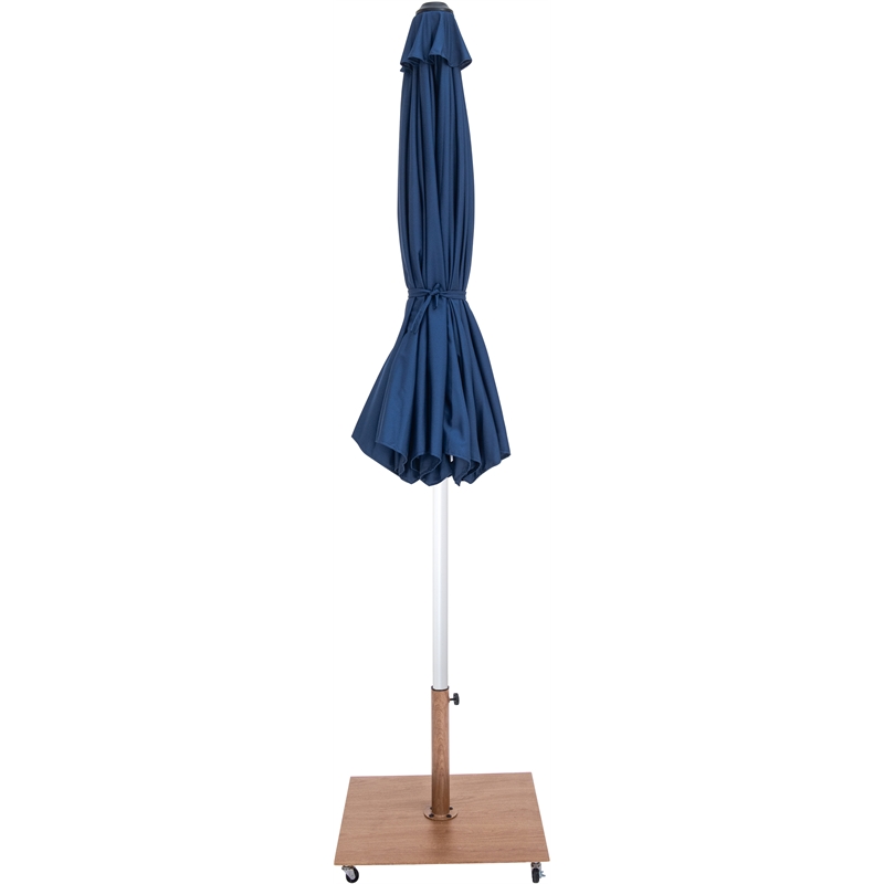 Meridian Furniture Amalfi Navy Polyester Patio Umbrella with Base Set