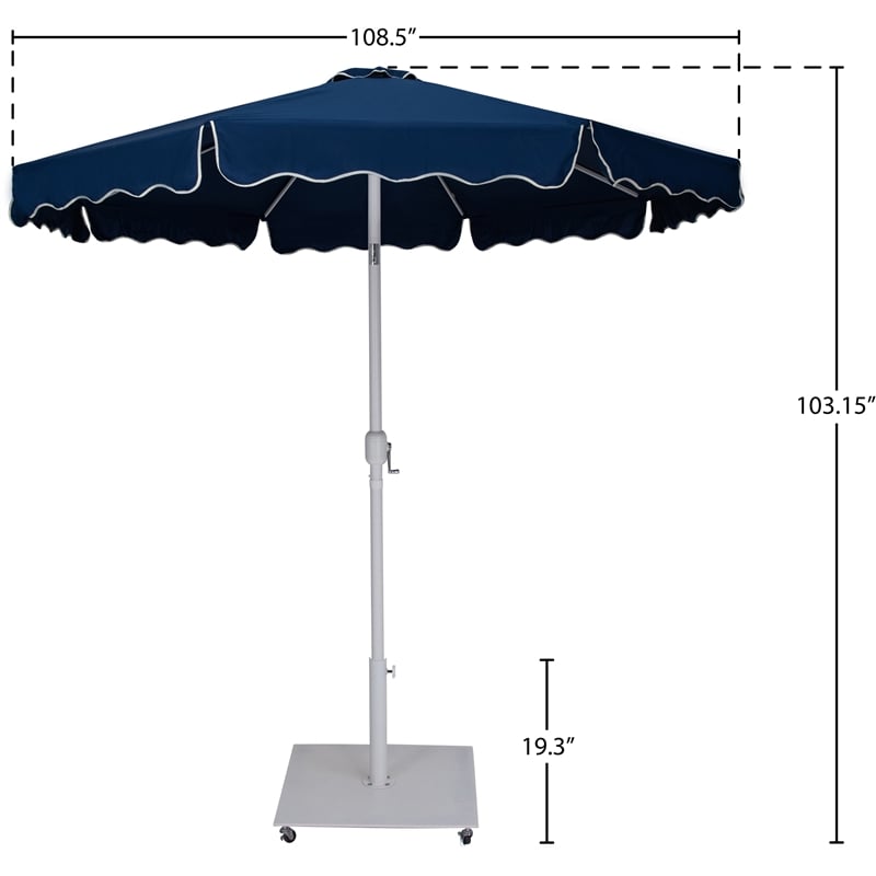 Meridian Furniture Amalfi Navy Polyester Patio Umbrella with Base Set