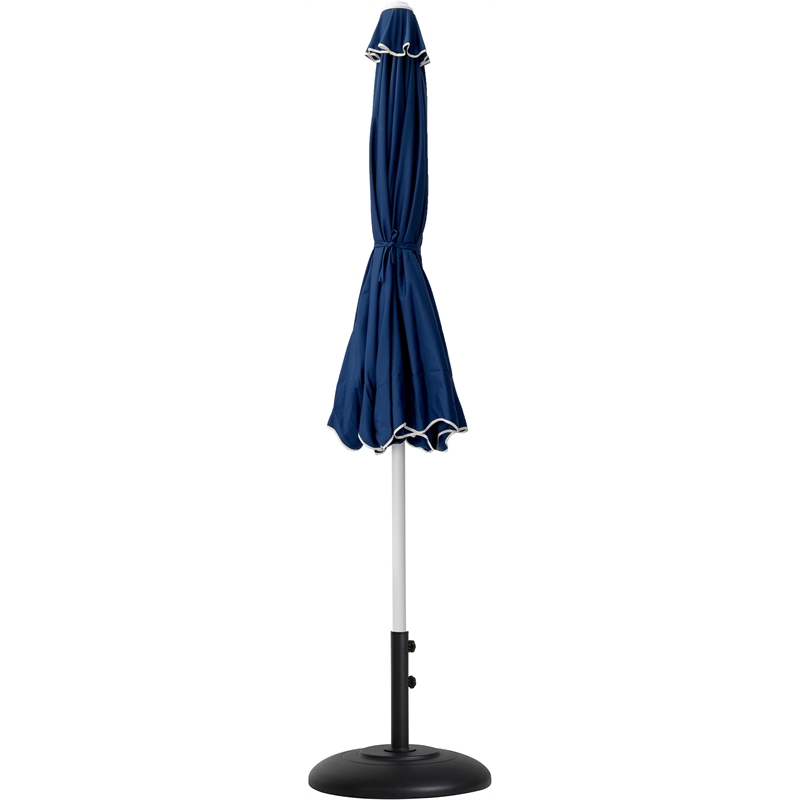 Meridian Furniture Amalfi Navy Polyester Patio Umbrella with Base Set