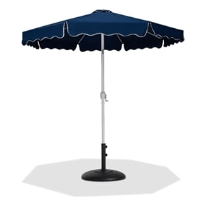Meridian Furniture Amalfi Navy Polyester Patio Umbrella with Base Set
