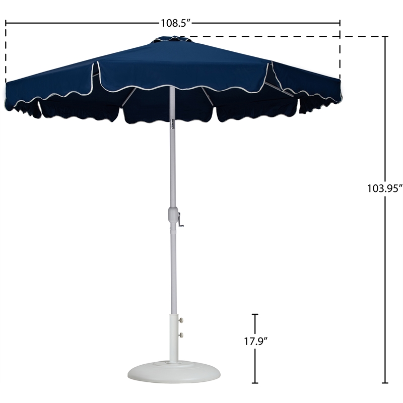 Meridian Furniture Amalfi Navy Polyester Patio Umbrella with Base Set